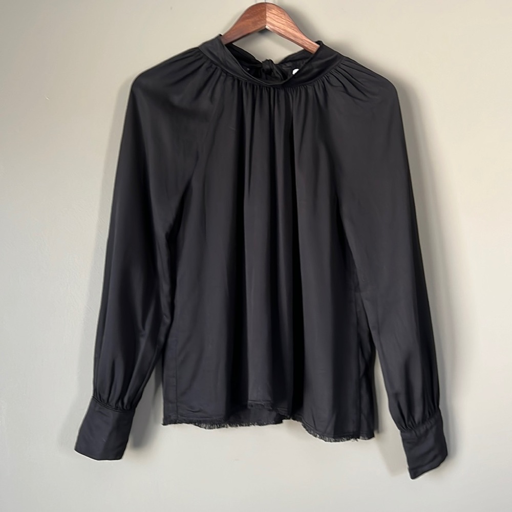 Bella Dahl tie neck black blouse size S